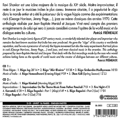 RAVI SHANKAR - RAGAS & IMPROVISATIONS 1956-1962 (2CD) - DCD image 3