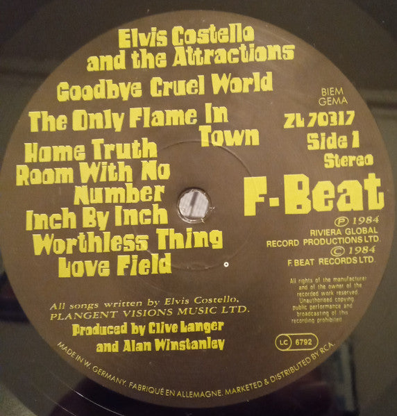 Elvis Costello & The - Goodbye Cruel World - Used Vinyl Record image 3
