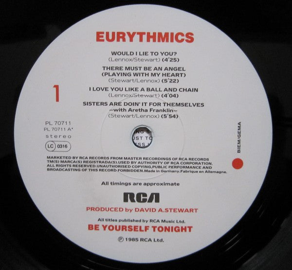Eurythmics - Be Yourself Tonight - Used Vinyl Record image 3