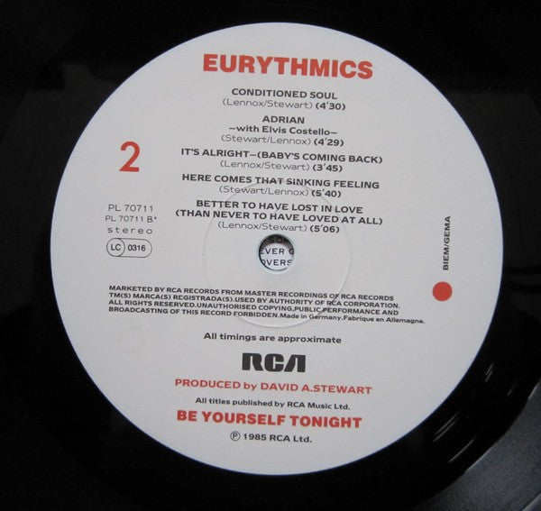 Eurythmics - Be Yourself Tonight - Used Vinyl Record image 4