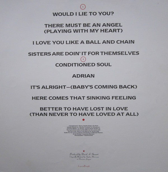 Eurythmics - Be Yourself Tonight - Used Vinyl Record image 5