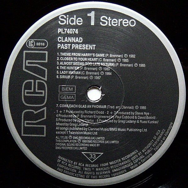 Clannad - Pastpresent - Used Vinyl Record image 3