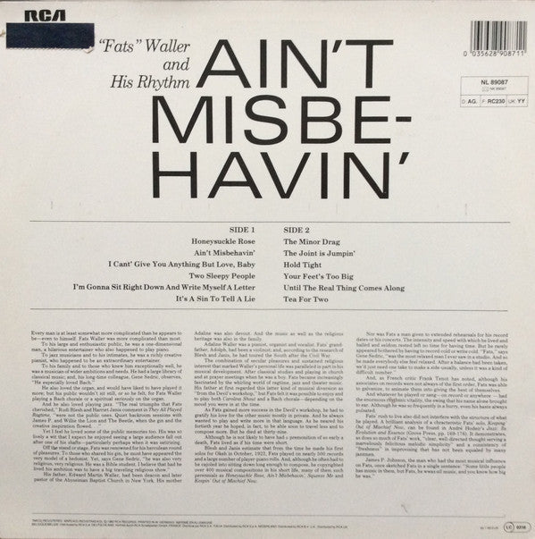 Fats Waller & His Rh - Ain't Misbehavin' - Used Vinyl Record image 2