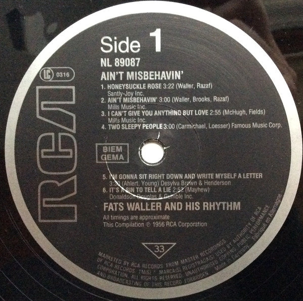Fats Waller & His Rh - Ain't Misbehavin' - Used Vinyl Record image 3