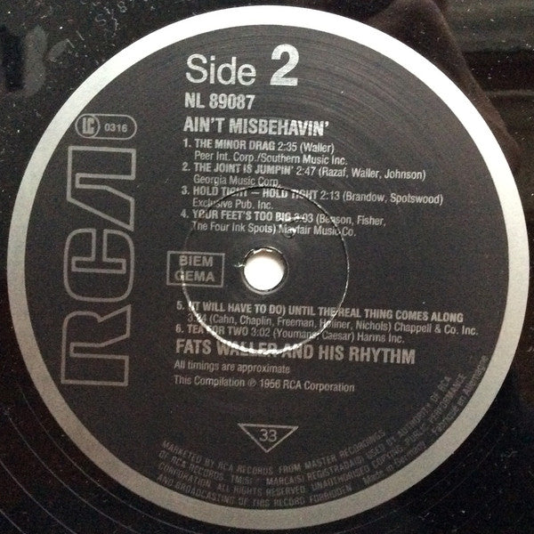 Fats Waller & His Rh - Ain't Misbehavin' - Used Vinyl Record image 4