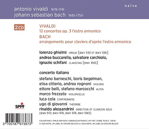 RINALDO ALESSANDRINI - VIVALDI & BACH: 12 CONCERTOS, OP. 3 L ESTRO AR image 2