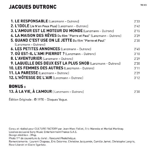 JACQUES DUTRONC - 4ÈME ALBUM (1970) - CD image 4