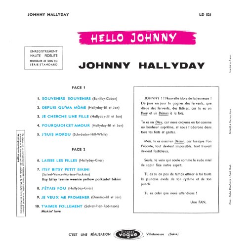 HALLYDAY JOHNNY - HELLO JOHNNY - CD image 3