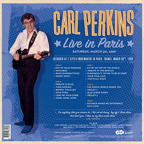 CARL PERKINS - LIVE IN PARIS - THE LAST EUROPEAN CONCERT (BLUE VINYL) ( image 3
