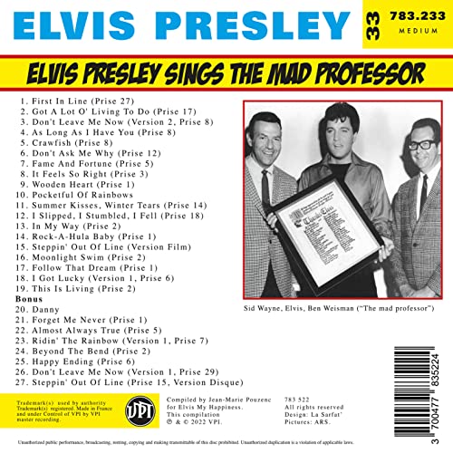 ELVIS PRESLEY - SINGS THE MAD PROFESSOR - CDD image 3