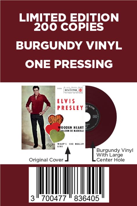 ELVIS PRESLEY - EP ÉTRANGER N°10 - WOODEN HEART (SPAIN) BURGUNDY VIN image 6