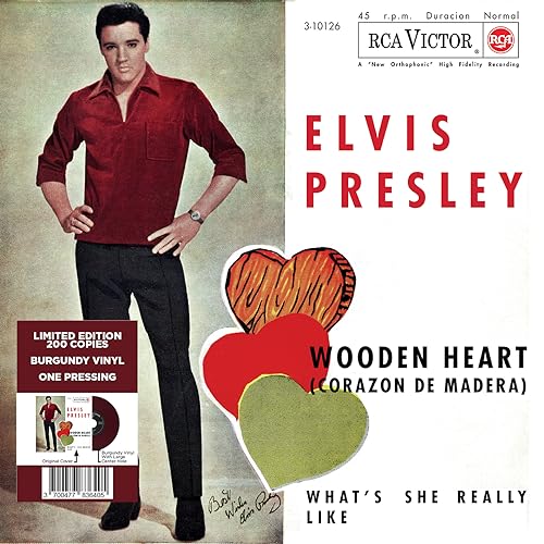 ELVIS PRESLEY - EP ÉTRANGER N°10 - WOODEN HEART (SPAIN) BURGUNDY VIN image 8