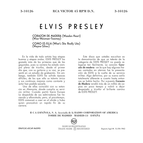 ELVIS PRESLEY - Wooden Heart (Corazon De Madera)/What's She Really - Vi image 3