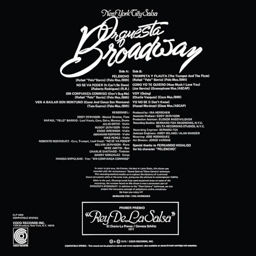 ORQUESTA BROADWAY - NEW YORK CITY SALSA (COCO RECORDS) (BLUE VINYL) - V image 3