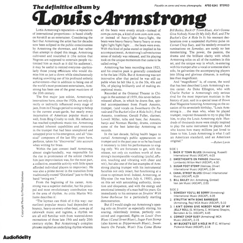 LOUIS ARMSTRONG - DEFINITIVE ALBUM BY  (AUDIO FIDELITY) (BLUE VINYL) - image 3