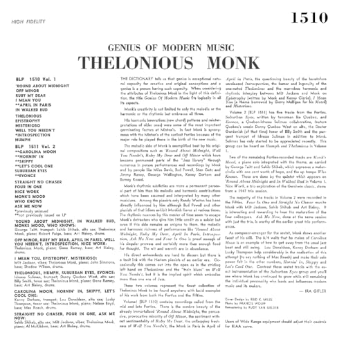 LONIOUS MONK - GENIUS OF MODERN MUSIC VOLUME 1 - Vinyl Record image 3