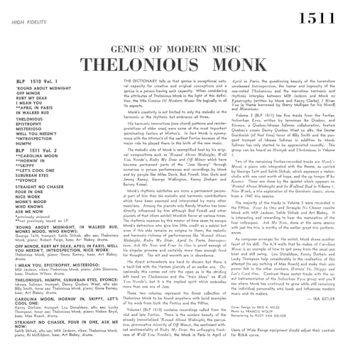 LONIOUS MONK - GENIUS OF MODERN MUSIC VOLUME 2 - Vinyl Record image 3