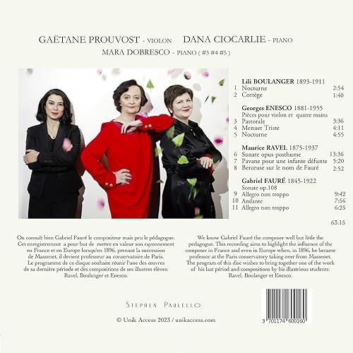 GAETANE PROUVOST; DA - FAURE  RAVEL  ENESCO & BOULANG - CD image 2