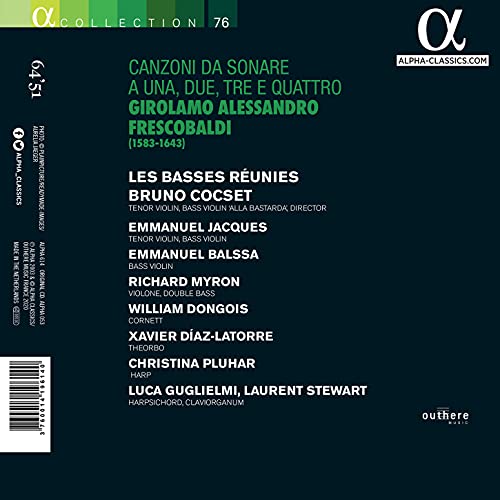 BRUNO COCSET; LES BA - FRESCOBALDI CANZONI - cd image 2