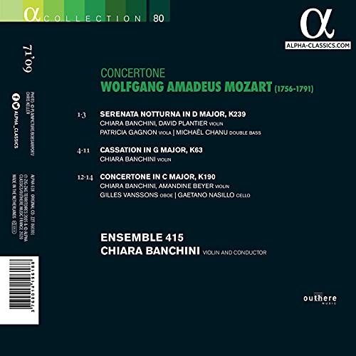 ENSEMBLE 415; CHIARA - MOZART CONCERTONE - cd image 2