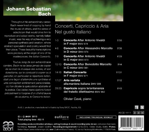 Johann Sebastian Bac - : Concerti Capriccio & Aria - CD image 2
