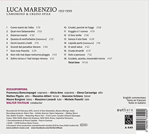 RossoPorpora - Marenzio: Lamoroso & Crudo Stile - CD image 2