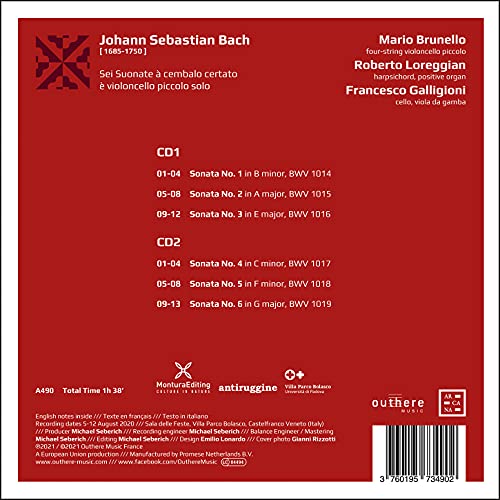 MARIO BRUNELLO; ROBE - BACH SEI SUONATE A CEMBALO CE - CD image 2