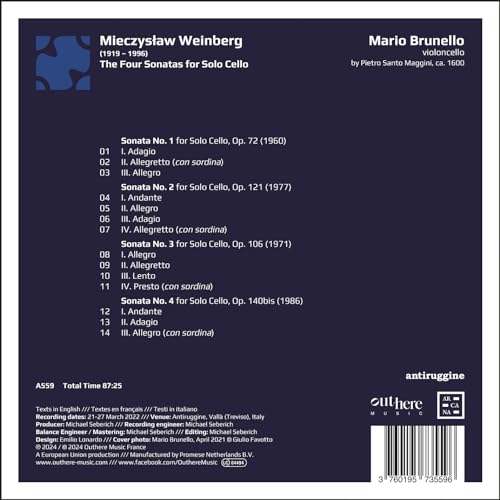 MARIO BRUNELLO - WEINBERG THE FOUR SONATAS FOR - CD image 2