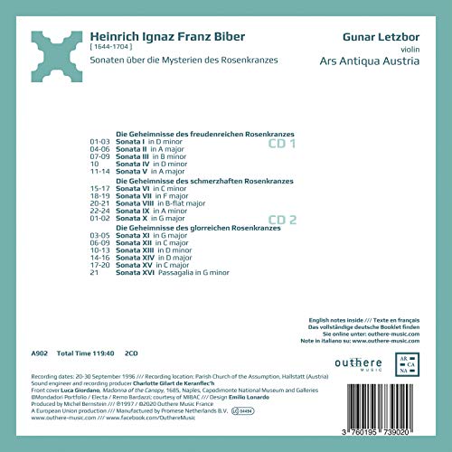 ARS ANTIQUA AUSTRIA; - BIBER SONATEN UBER DIE MYSTER - CD image 2