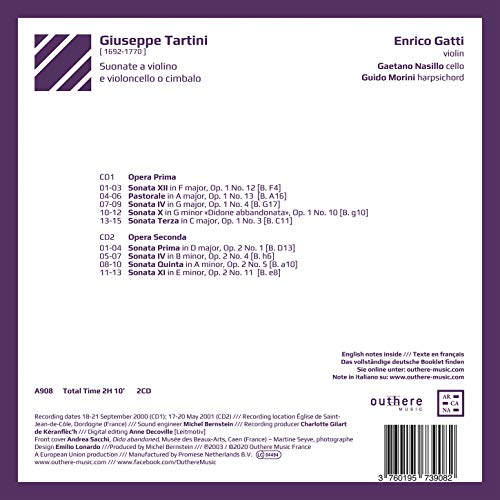 ENRICO GATTI; GAETAN - TARTINI SUONATE A VIOLINO E V - CD image 2
