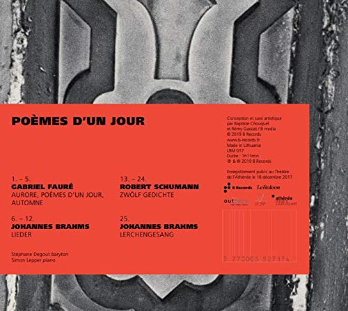 Stephane Degout - Stéphane Degout/Simon Lepper: Poèmes Dun Jour - CD image 2