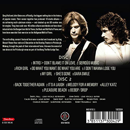 HALL & OATES - LIVE IN PITTSBURGH 1978 (2CD) - CD image 2