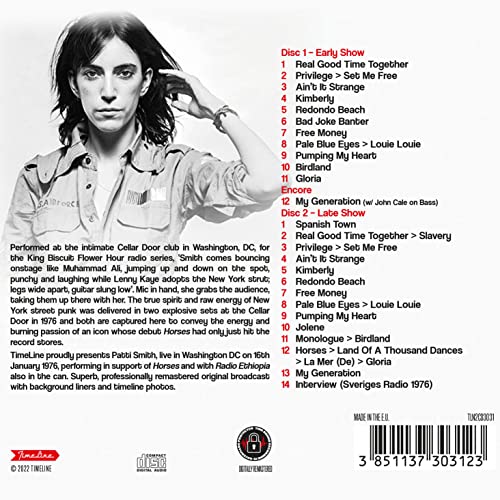PATTI SMITH - LIVE IN WASHINGTON DC '76 (2CD) - DCD image 2