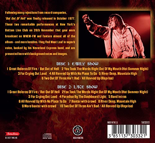 MEATLOAF - LIVE AT THE BOTTOM LINE 1977 (2CD) - DCD image 2