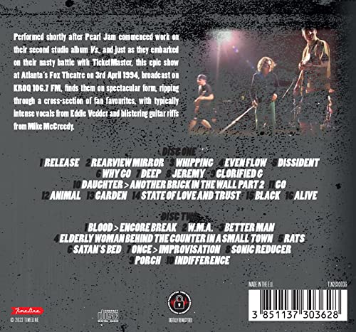 PEARL JAM - ATLANTA '94 (2CD) - DCD image 2