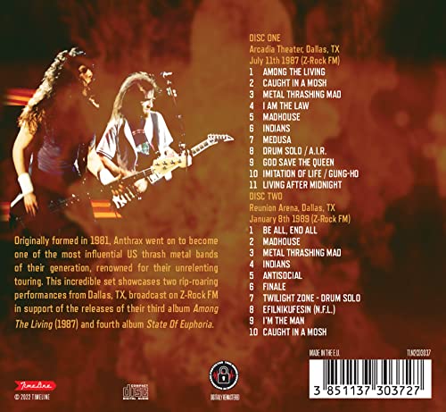 ANTHRAX - DALLAS LIVE IN THE '80S (2CD) - DCD image 2