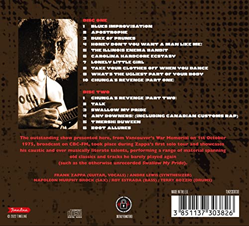 FRANK ZAPPA - LIVE IN VANCOUVER 1975 (2CD) - DCD image 2