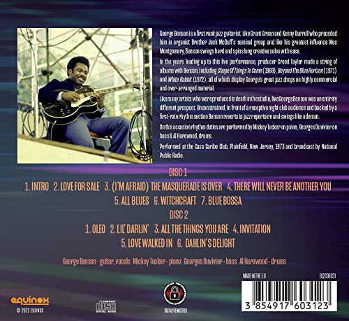 GEORGE BENSON - LIVE AT THE CASA CARIBE CLUB, NEW JERSEY (2CD) - DCD image 2