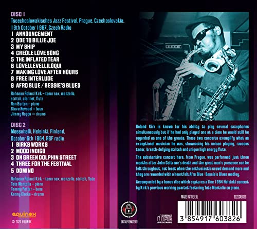ROLAND KIRK QUARTET - PRAGUE 1967 / HELSINKI 1964 - DCD image 2