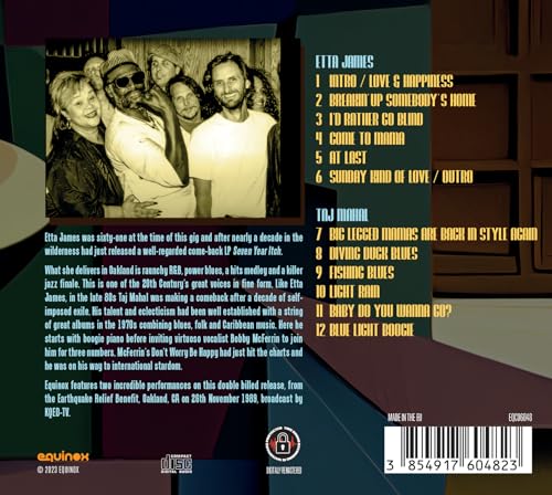 ETTA JAMES / TAJ MAH - EARTHQUAKE RELIEF CONCERT 1989 - CD image 2