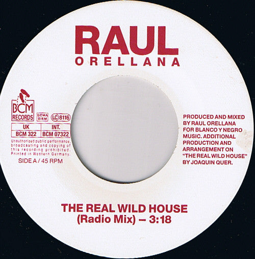 Raúl Orellana - Real Wild House - Used Vinyl Record 7" image 3