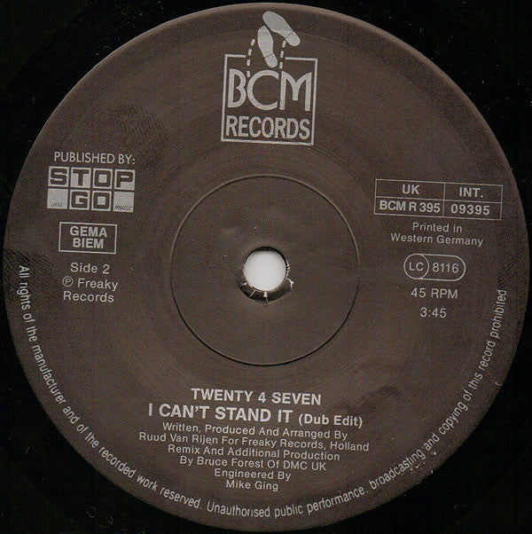Twenty 4 Seven - I Can't Stand It! (Bruce Forest Remix) - Used Vinyl Rec image 4