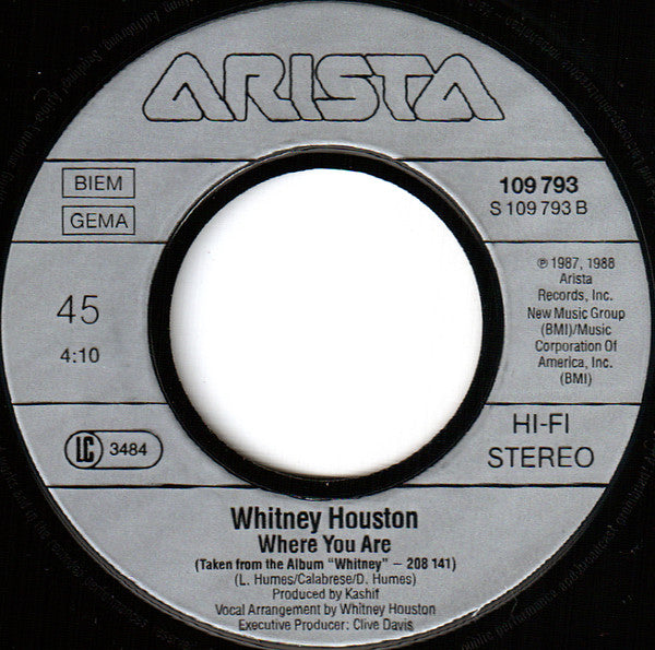 Whitney Houston - Where Do Broken Hearts Go - Used Vinyl Record 7" image 4