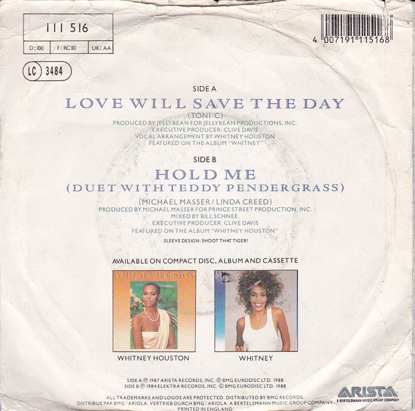 Whitney Houston - Love Will Save The Day - Used Vinyl Record 7" image 2