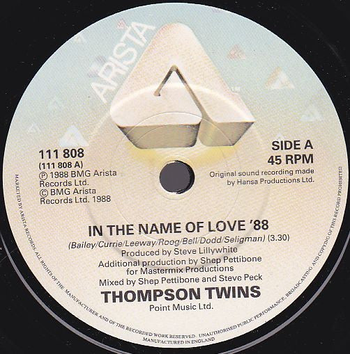 Thompson Twins - In The Name Of Love '88 - Used Vinyl Record 7" image 3