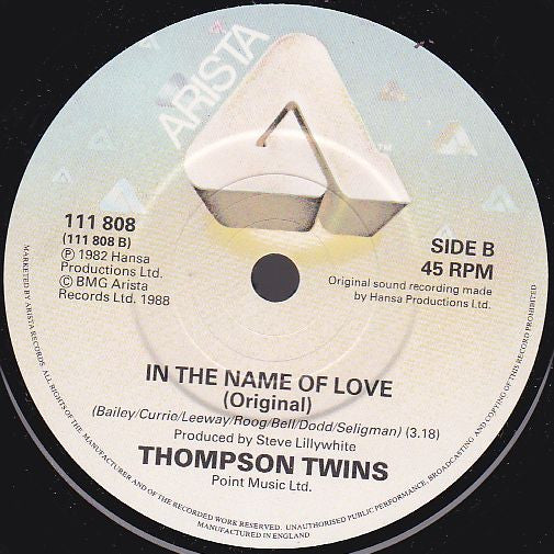 Thompson Twins - In The Name Of Love '88 - Used Vinyl Record 7" image 4