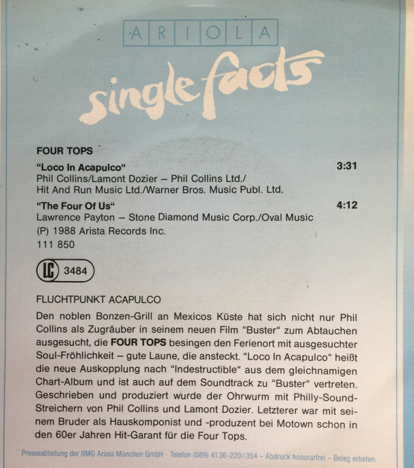 Four Tops - Loco In Acapulco - Used Vinyl Record 7" image 5