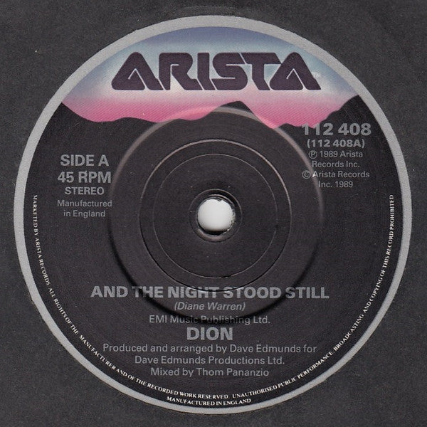 Dion - And The Night Stood Still - Used Vinyl Record 7" image 7