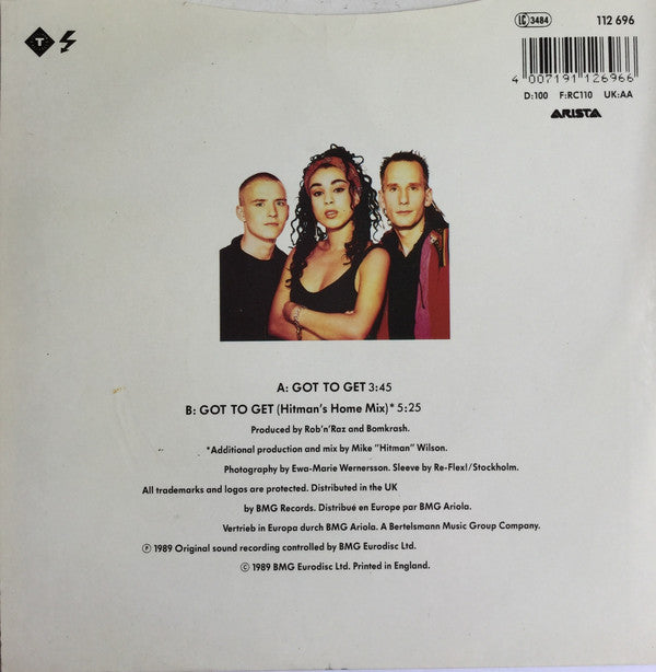Rob 'N' Raz - Got To Get - Used Vinyl Record 7" image 2