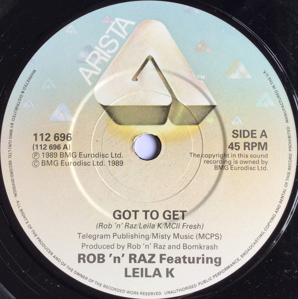 Rob 'N' Raz - Got To Get - Used Vinyl Record 7" image 3